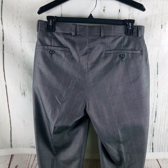 Billy London UK Gray Check Men's Dress Pants 34x33.5 Flat Front - Picture 5 of 9